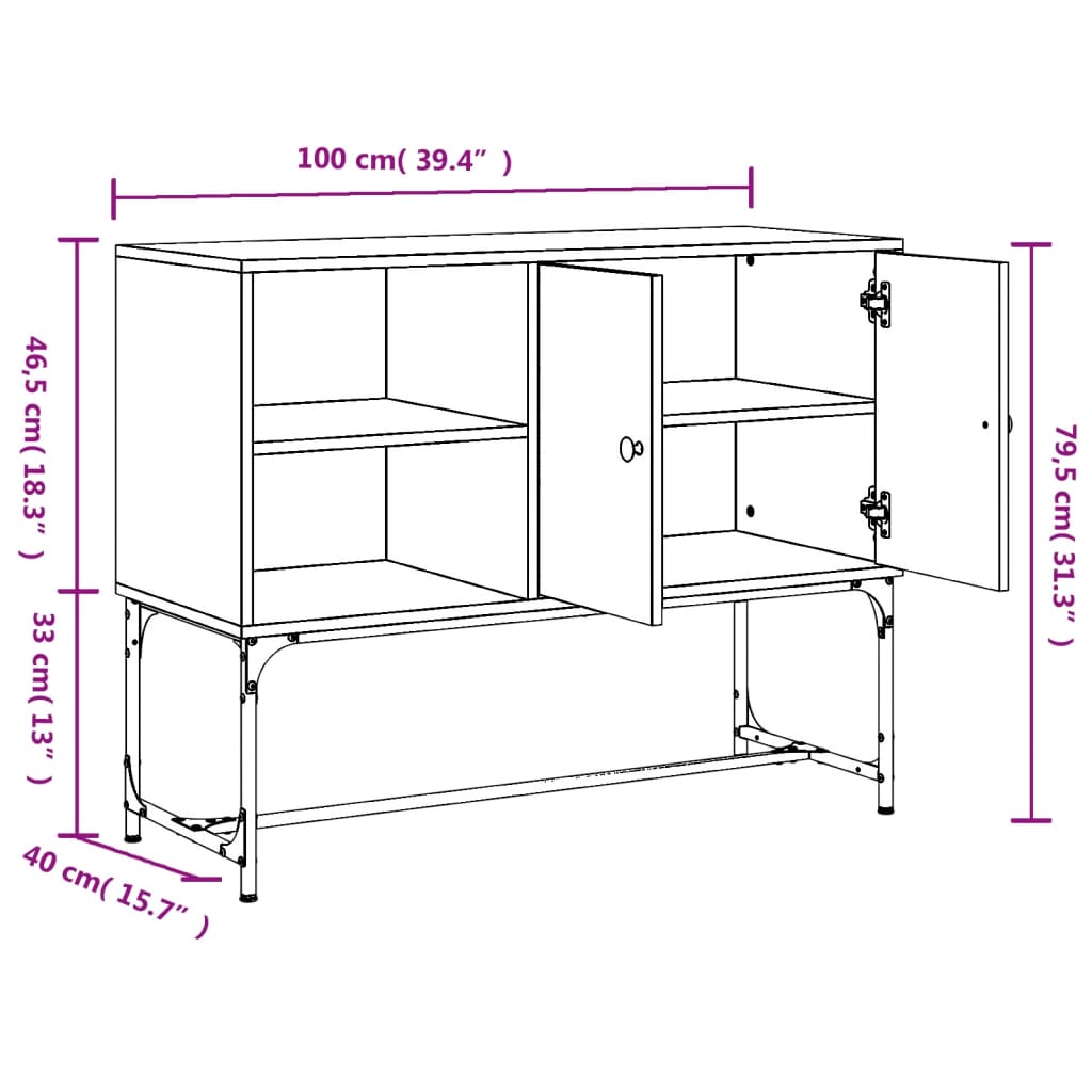 Komoda boja dimljenog hrasta 100x40x79,5 cm konstruirano drvo