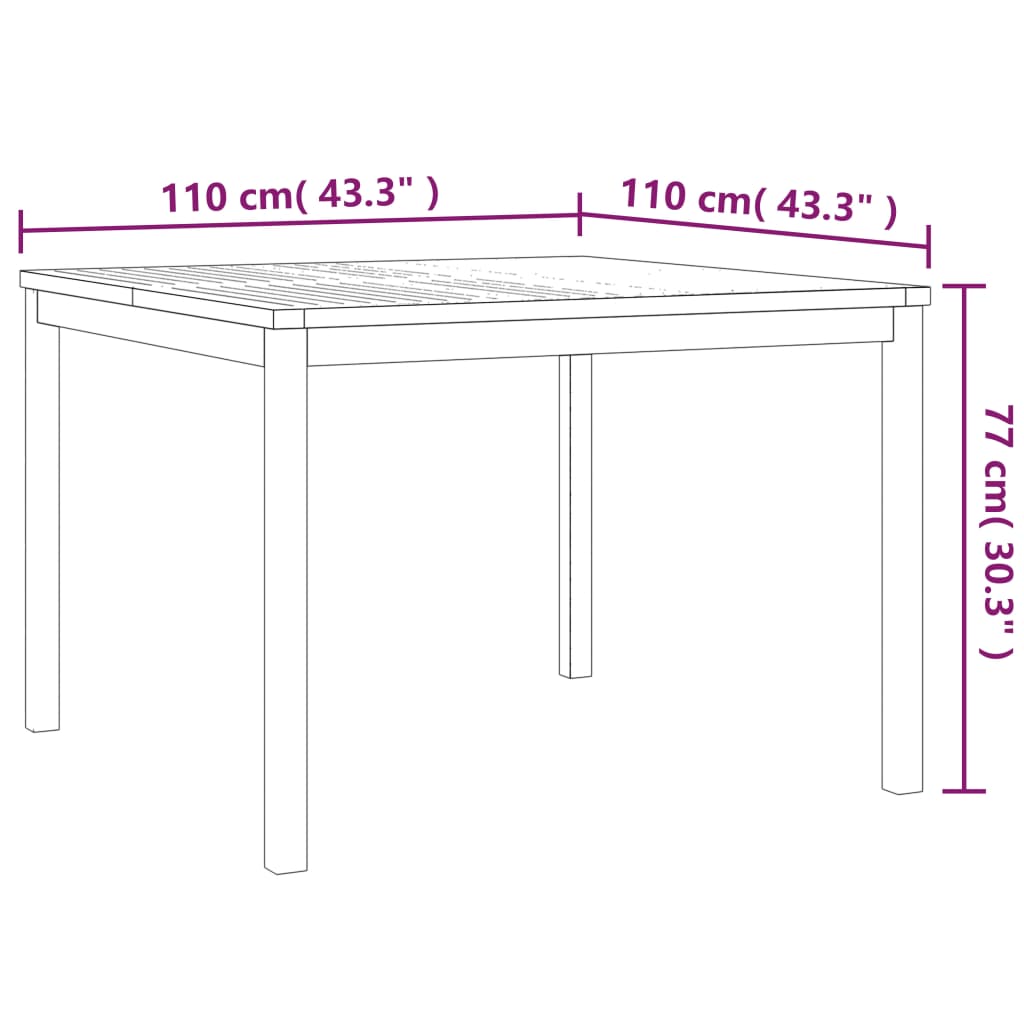 3-dijelni vrtni blagovaonski set od masivne tikovine Smeđa Dužina stola 110 cm