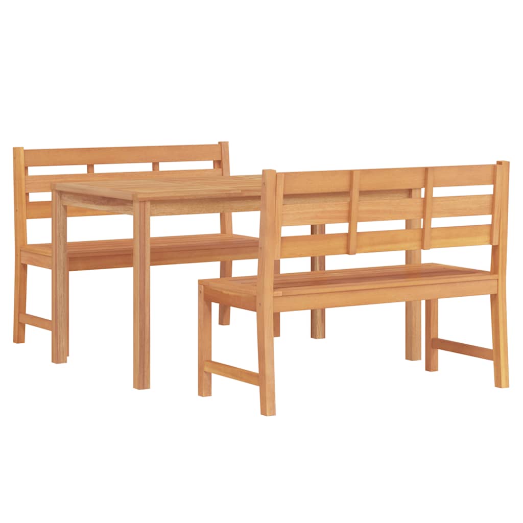 3-dijelni vrtni blagovaonski set od masivne tikovine Smeđa 140 cm table length