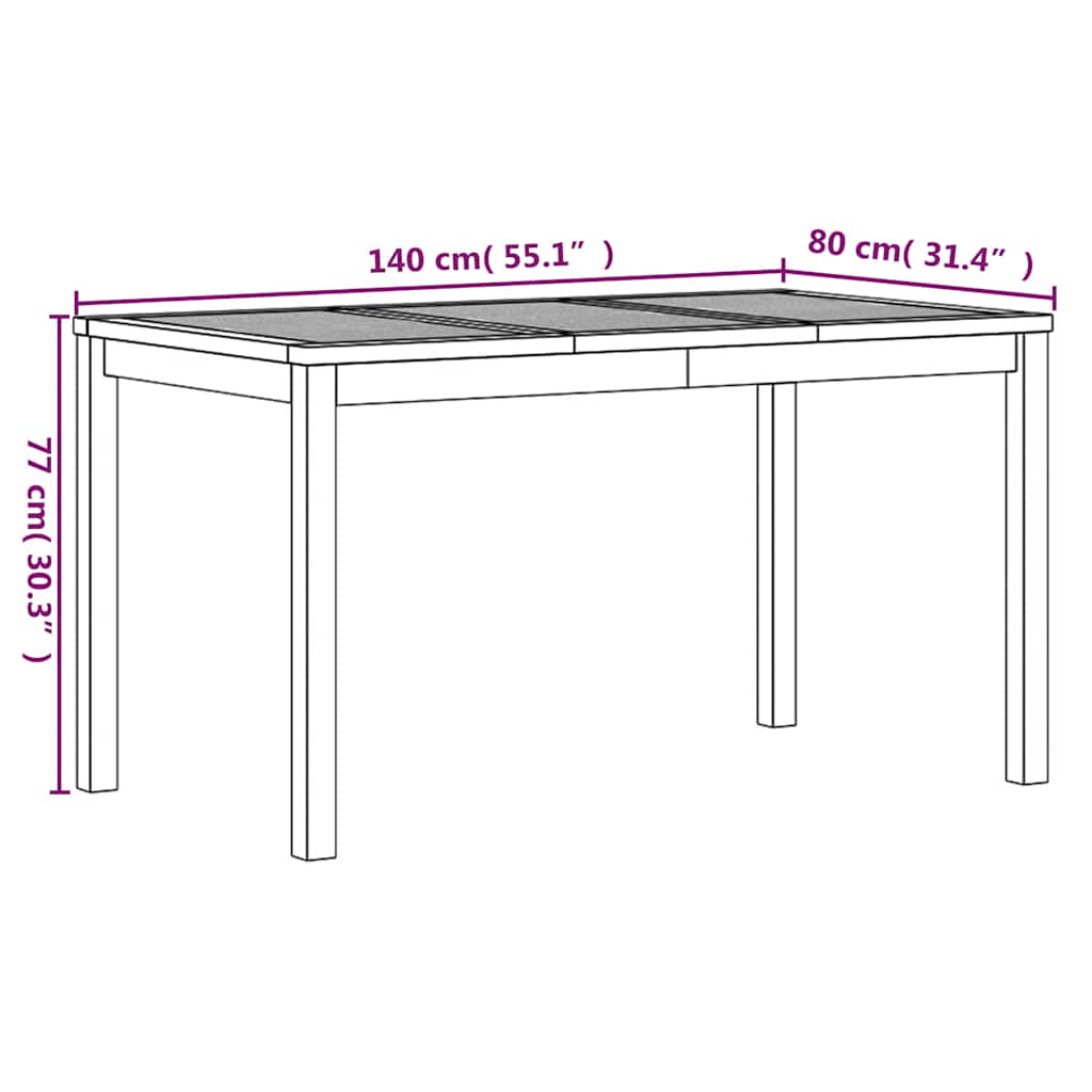 3-dijelni vrtni blagovaonski set od masivne tikovine Smeđa 140 cm table length