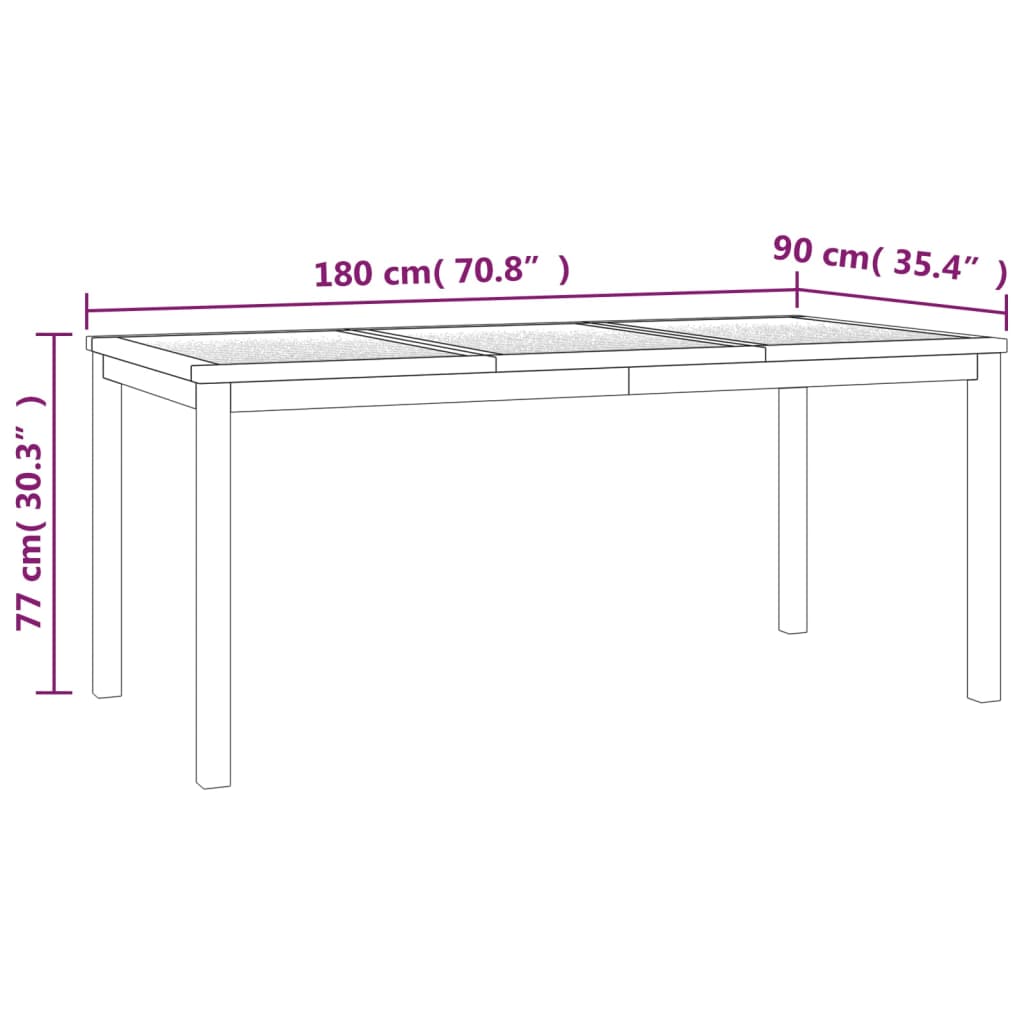 3-dijelni vrtni blagovaonski set od masivne tikovine Smeđa 180 cm table length