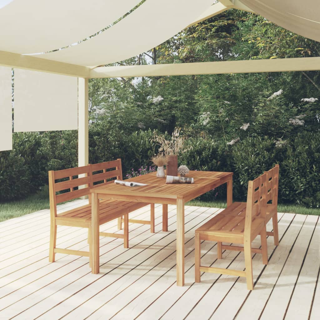 3-dijelni vrtni blagovaonski set od masivne tikovine Smeđa 180 cm table length