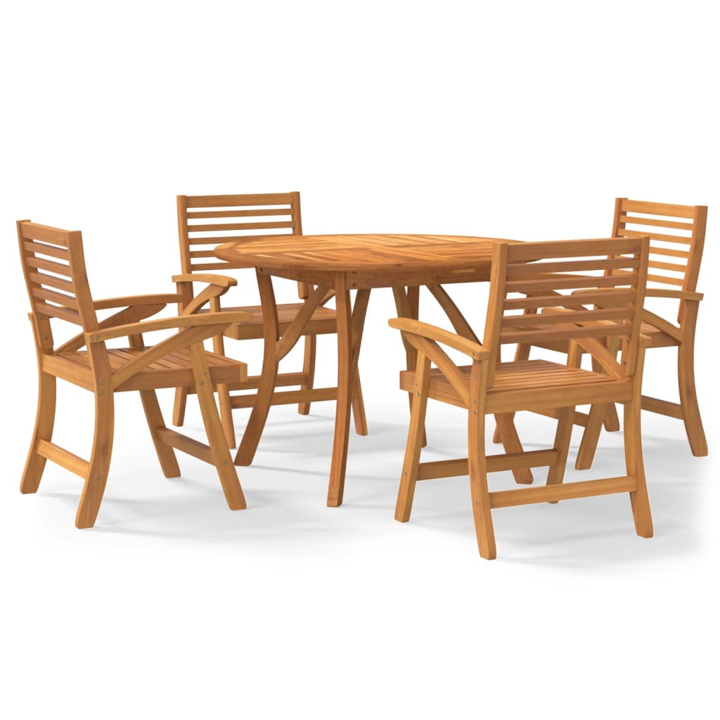 5-dijelni vrtni blagovaonski set od masivnog bagremovog drva Smeđa Ø 110 cm