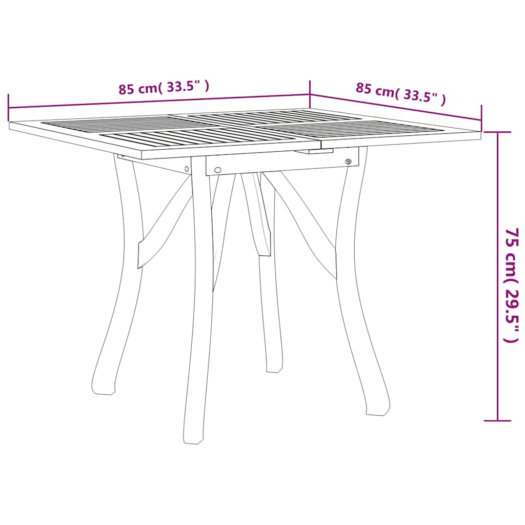 3-dijelni vrtni blagovaonski set od masivnog bagremovog drva Smeđa 85 x 85 cm