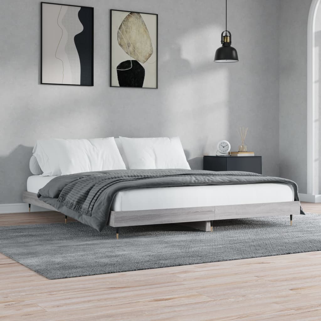 Okvir za krevet boja hrasta 200x200 cm od konstruiranog drva Siva 200 x 200 cm