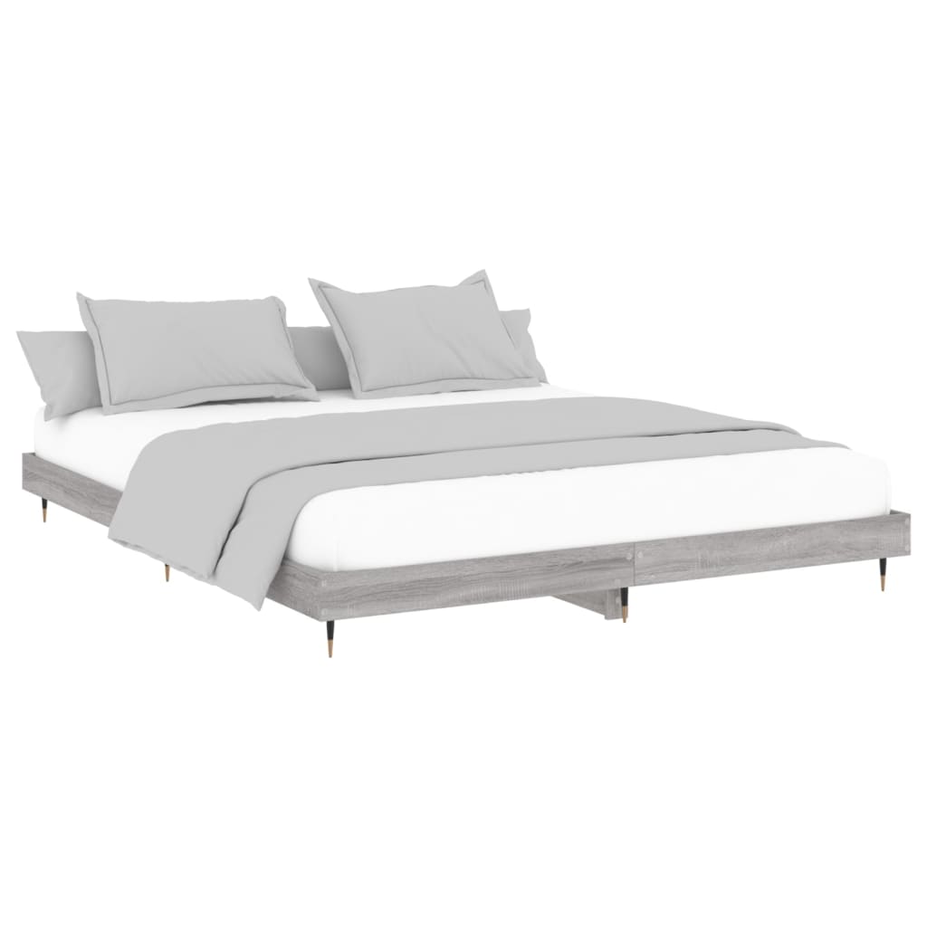 Okvir za krevet boja hrasta 200x200 cm od konstruiranog drva Siva 200 x 200 cm