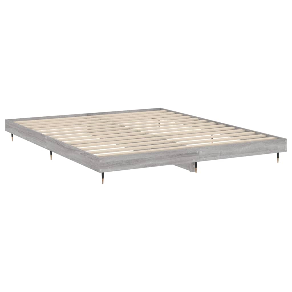 Okvir za krevet boja hrasta 200x200 cm od konstruiranog drva Siva 200 x 200 cm