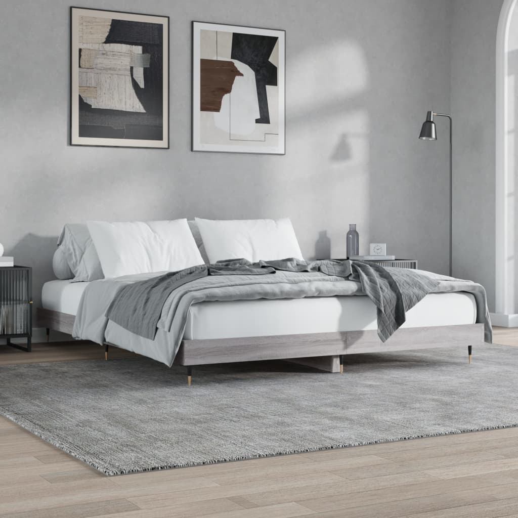 Okvir za krevet boja hrasta 200x200 cm od konstruiranog drva Siva 200 x 200 cm