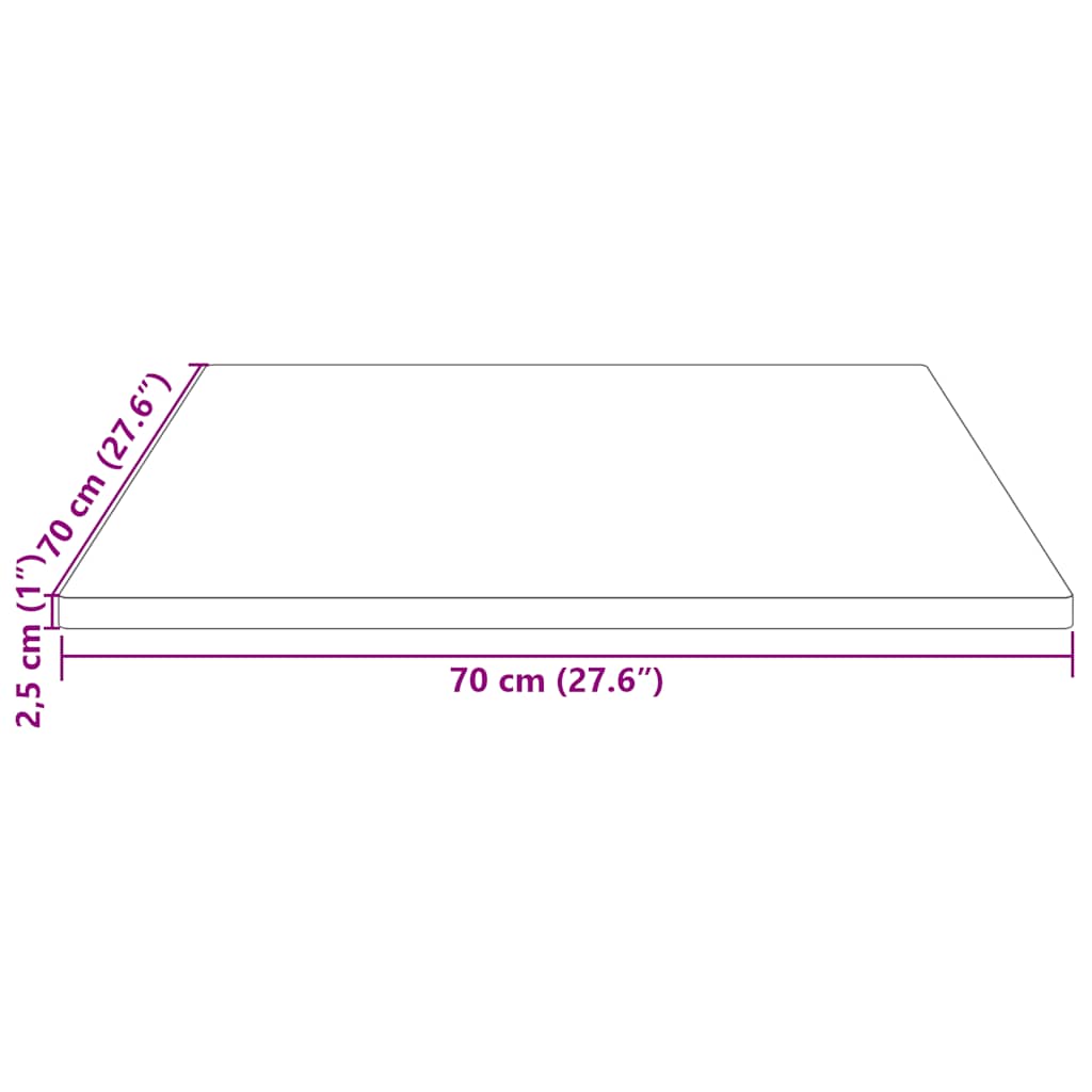 Ploča stola 70x70x2,5 cm Masivno drvo Bor Kvadratna