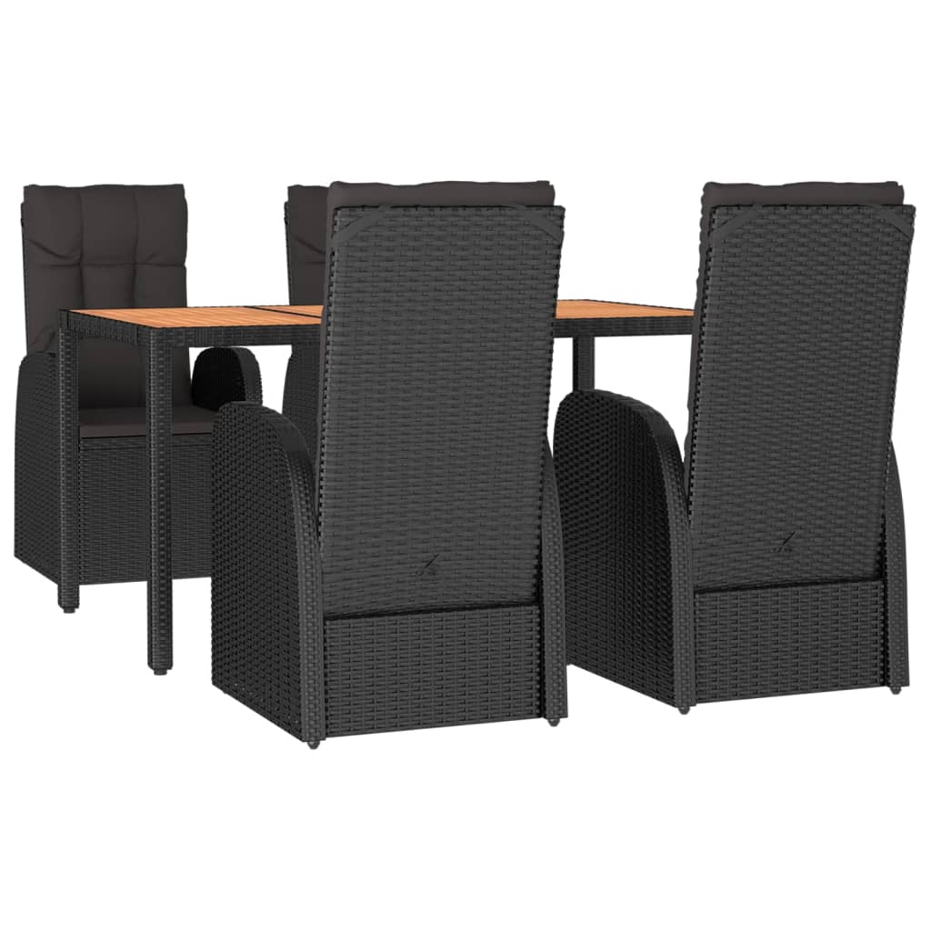 5-dijelni vrtni blagovaonski set s jastucima od poliratana crni Crna Dužina stola 150 cm