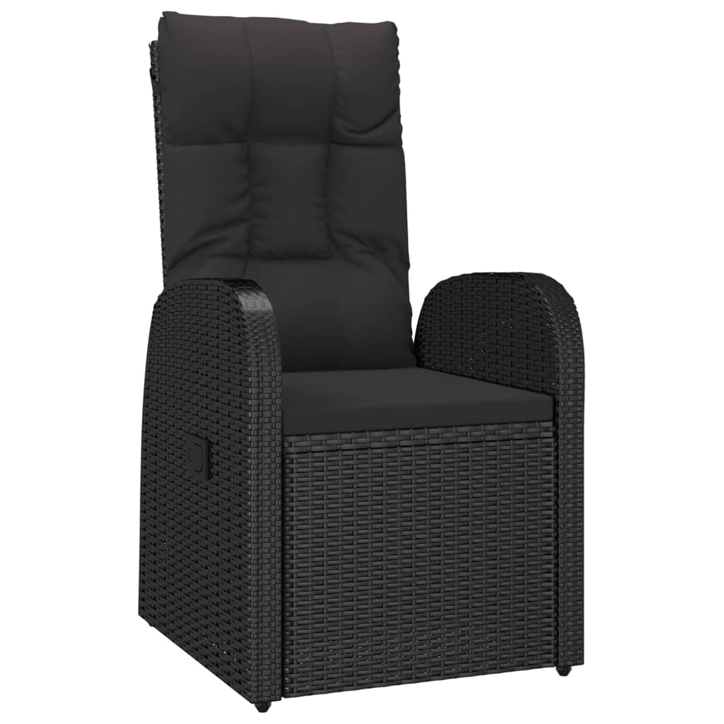 5-dijelni vrtni blagovaonski set s jastucima od poliratana crni Crna Dužina stola 150 cm