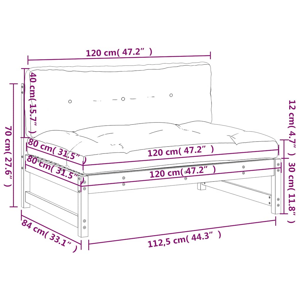 Srednja sofa boja meda 120x80 cm od masivne borovine Smeđa
