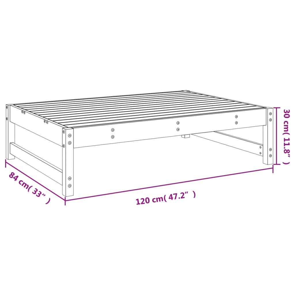 Vrtni tabure bijeli 120 x 80 cm od masivne borovine