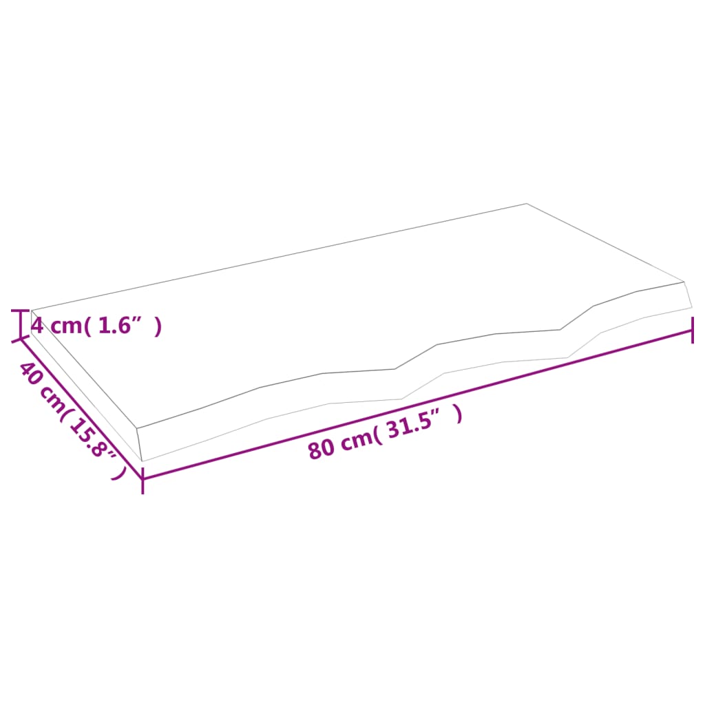 Zidna polica svjetlosmeđa 80x40x(2-4) cm obrađena hrastovina