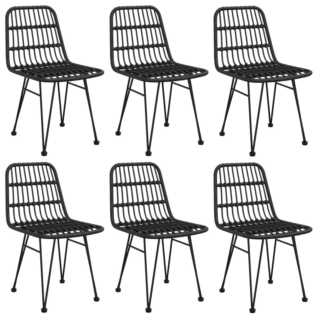 7-dijelni vrtni blagovaonski set od poliratana crni Crna Dužina stola 160 cm
