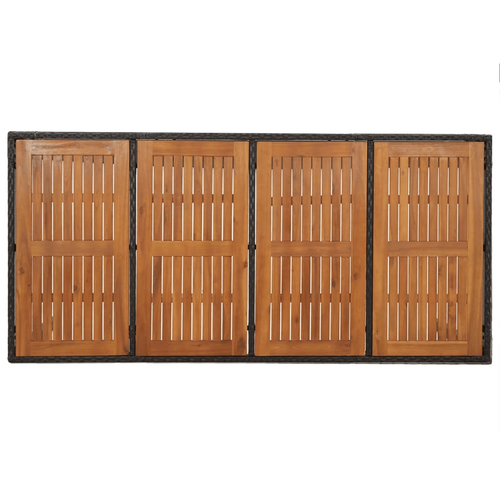 7-dijelni vrtni blagovaonski set s jastucima crni od poliratana Crna Dužina stola 190 cm