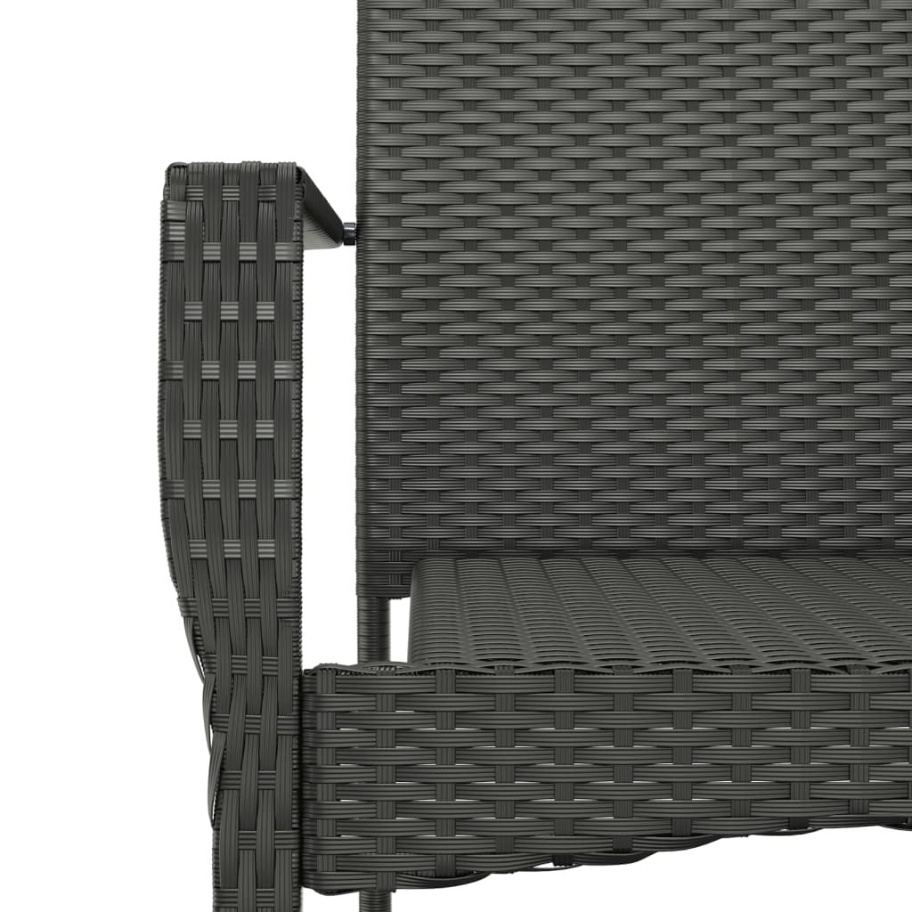 7-dijelni vrtni blagovaonski set s jastucima crni od poliratana Crna Dužina stola 190 cm