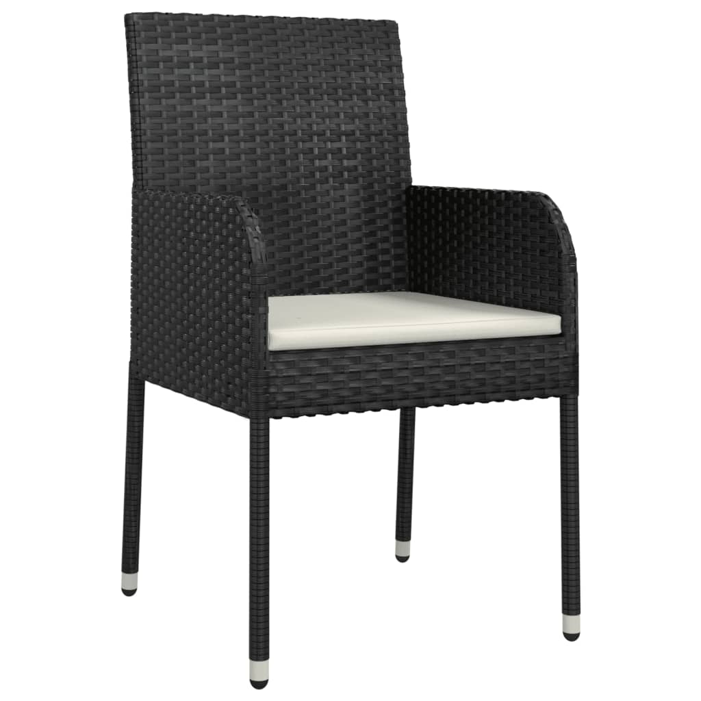 9-dijelni vrtni blagovaonski set s jastucima crni od poliratana Crna Dužina stola 190 cm
