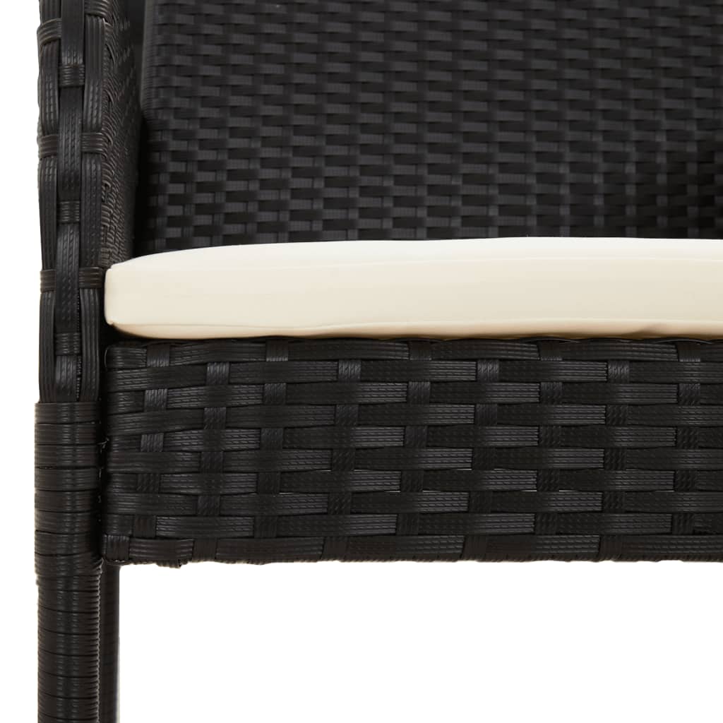 9-dijelni vrtni blagovaonski set s jastucima crni od poliratana Crna Dužina stola 190 cm