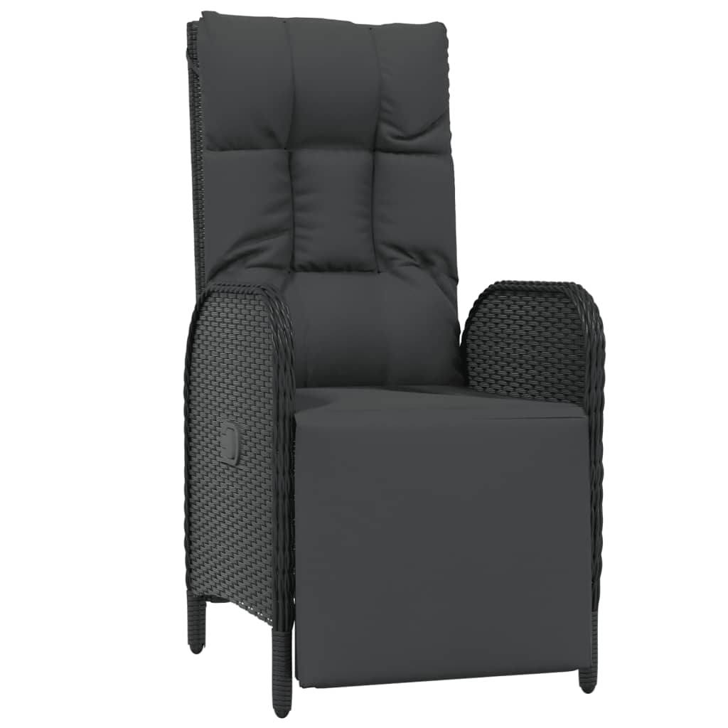 5-dijelni vrtni blagovaonski set s jastucima od poliratana crni Crna Dužina stola 90 cm