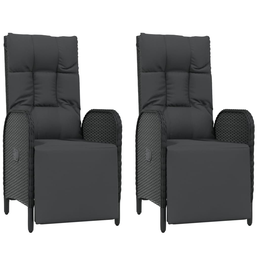 5-dijelni vrtni blagovaonski set s jastucima od poliratana crni Crna Dužina stola 90 cm