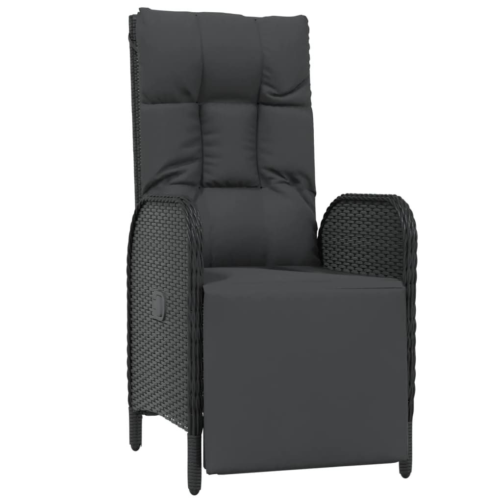 5-dijelni vrtni blagovaonski set s jastucima od poliratana crni Crna Dužina stola 90 cm