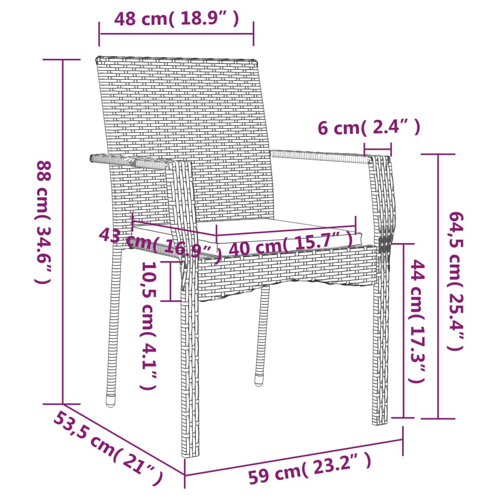 5-dijelni vrtni blagovaonski set crno-sivi od poliratana Siva Dužina stola 80 cm