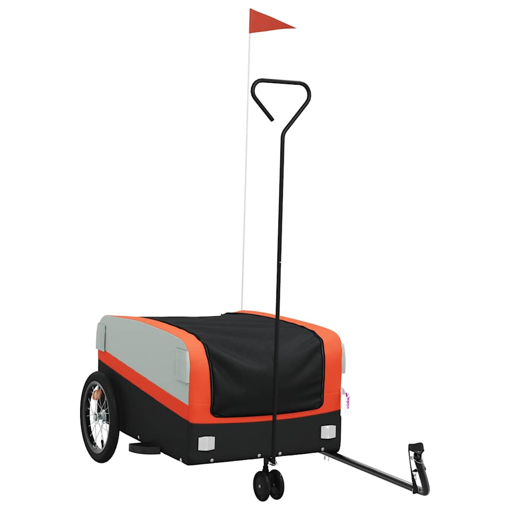 Prikolica za bicikl crno-narančasta 45 kg željezna 138 x 69 x 58 cm