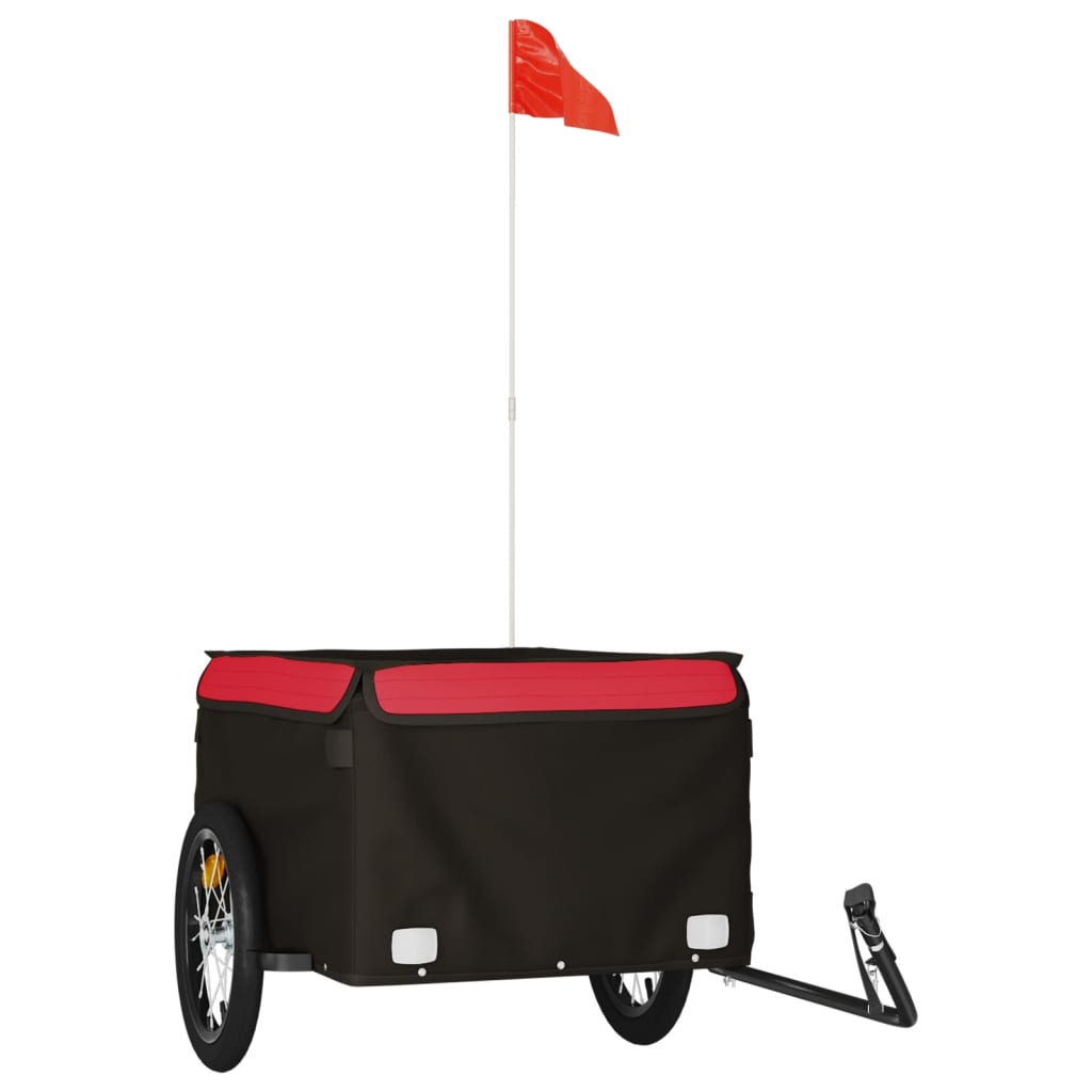 Prikolica za bicikl crno-crvena 45 kg željezna 124 x 62.5 x 52 cm