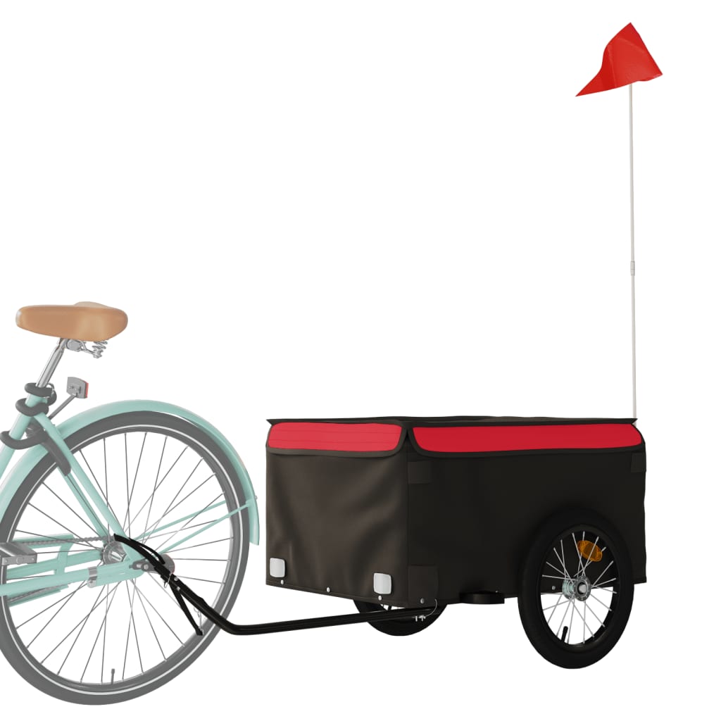 Prikolica za bicikl crno-crvena 45 kg željezna 124 x 62.5 x 52 cm