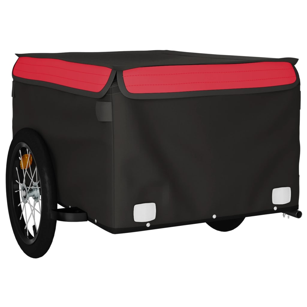 Prikolica za bicikl crno-crvena 45 kg željezna 124 x 62.5 x 52 cm