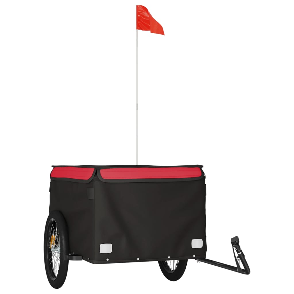 Prikolica za bicikl crno-crvena 45 kg željezna Crna 134 x 69 x 59 cm