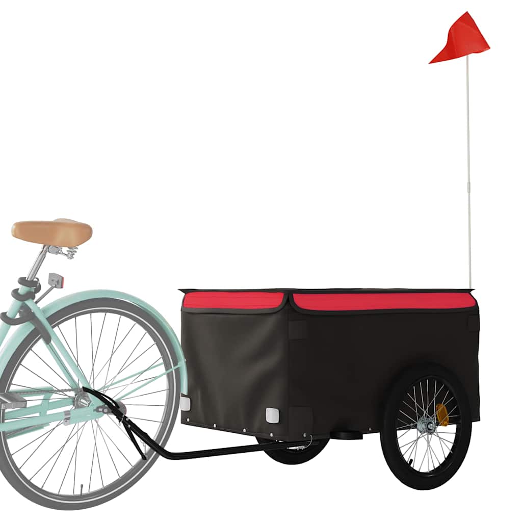 Prikolica za bicikl crno-crvena 45 kg željezna Crna 134 x 69 x 59 cm