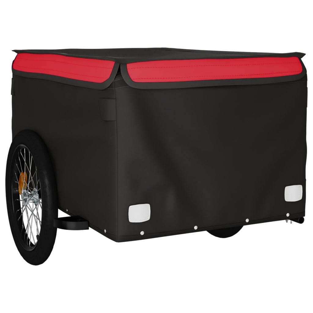 Prikolica za bicikl crno-crvena 45 kg željezna Crna 134 x 69 x 59 cm