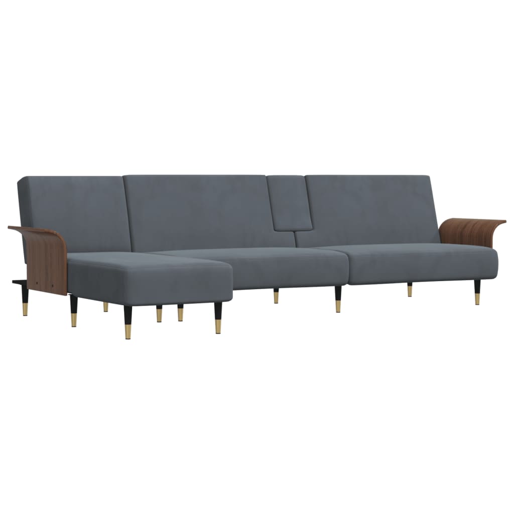Kutna garnitura na razvlačenje tamnosiva 279x140x70 cm baršun