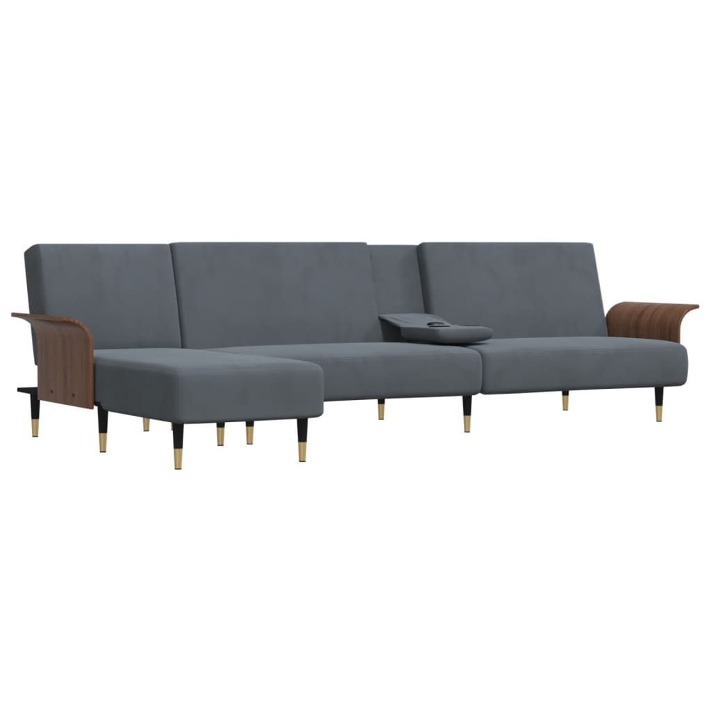 Kutna garnitura na razvlačenje tamnosiva 279x140x70 cm baršun
