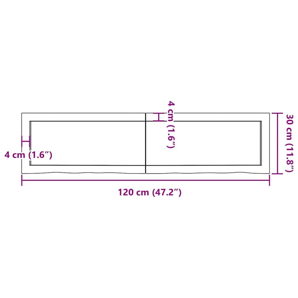 Kupaonska radna ploča svjetlosmeđa 120x30x(2-4) cm masivno drvo