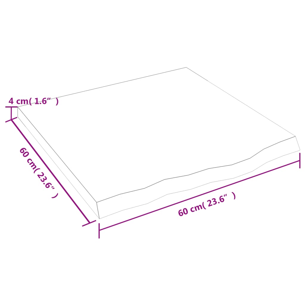 Stolna ploča svjetlosmeđa 60x60x(2-4) cm tretirana hrastovina