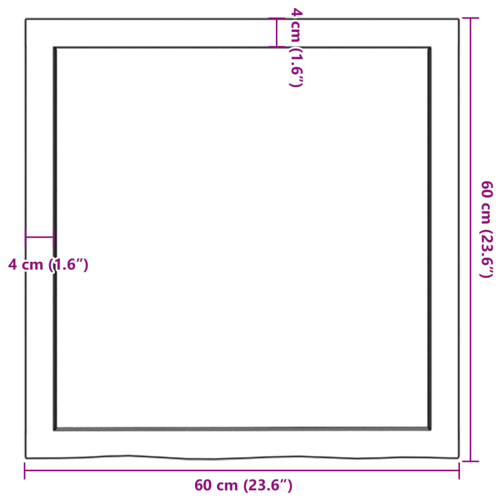 Stolna ploča svjetlosmeđa 60x60x(2-4) cm tretirana hrastovina