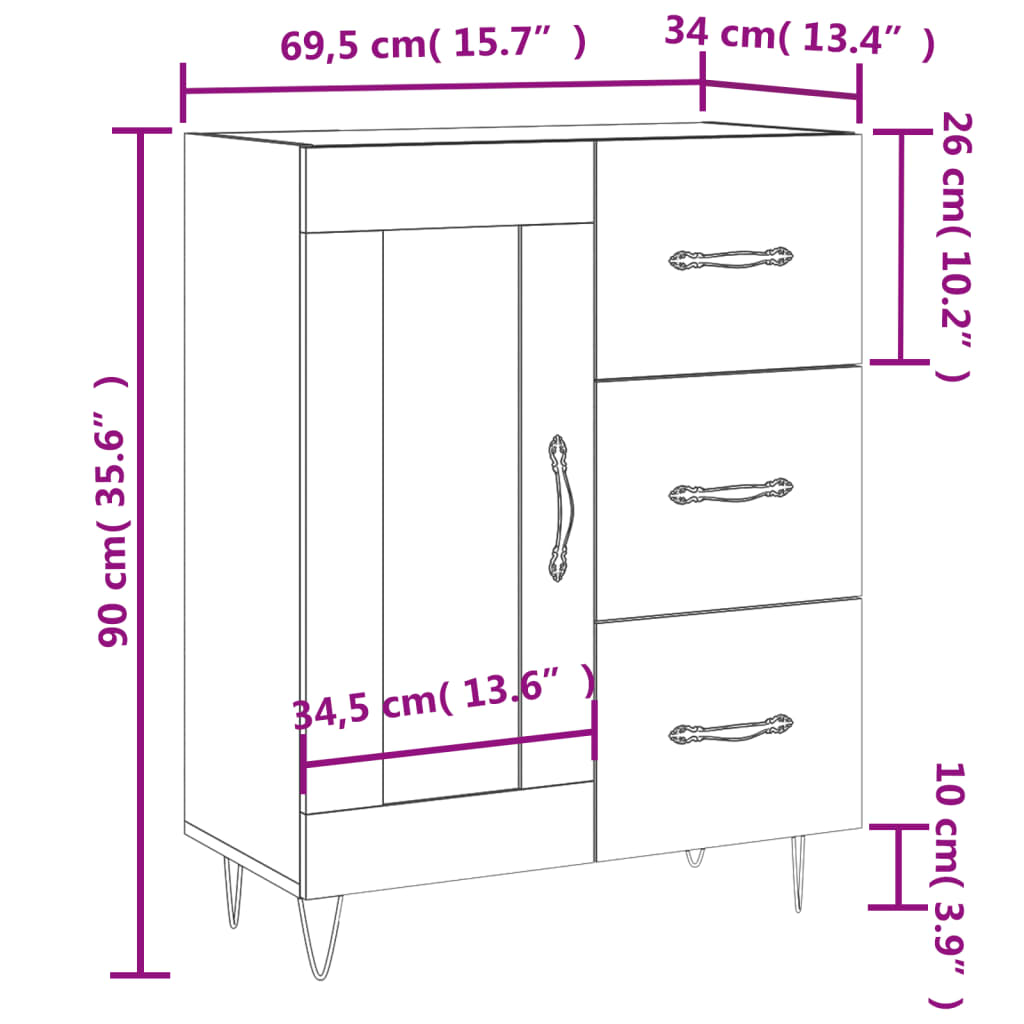 Komoda boja hrasta sonome 69,5x34x90 cm od konstruiranog drva Smeđa