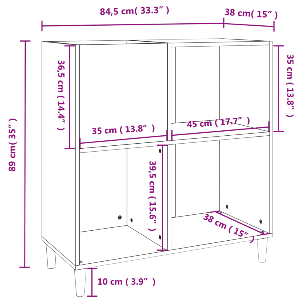 Ormarić za ploče boja hrasta 84,5x38x89 cm konstruirano drvo Siva
