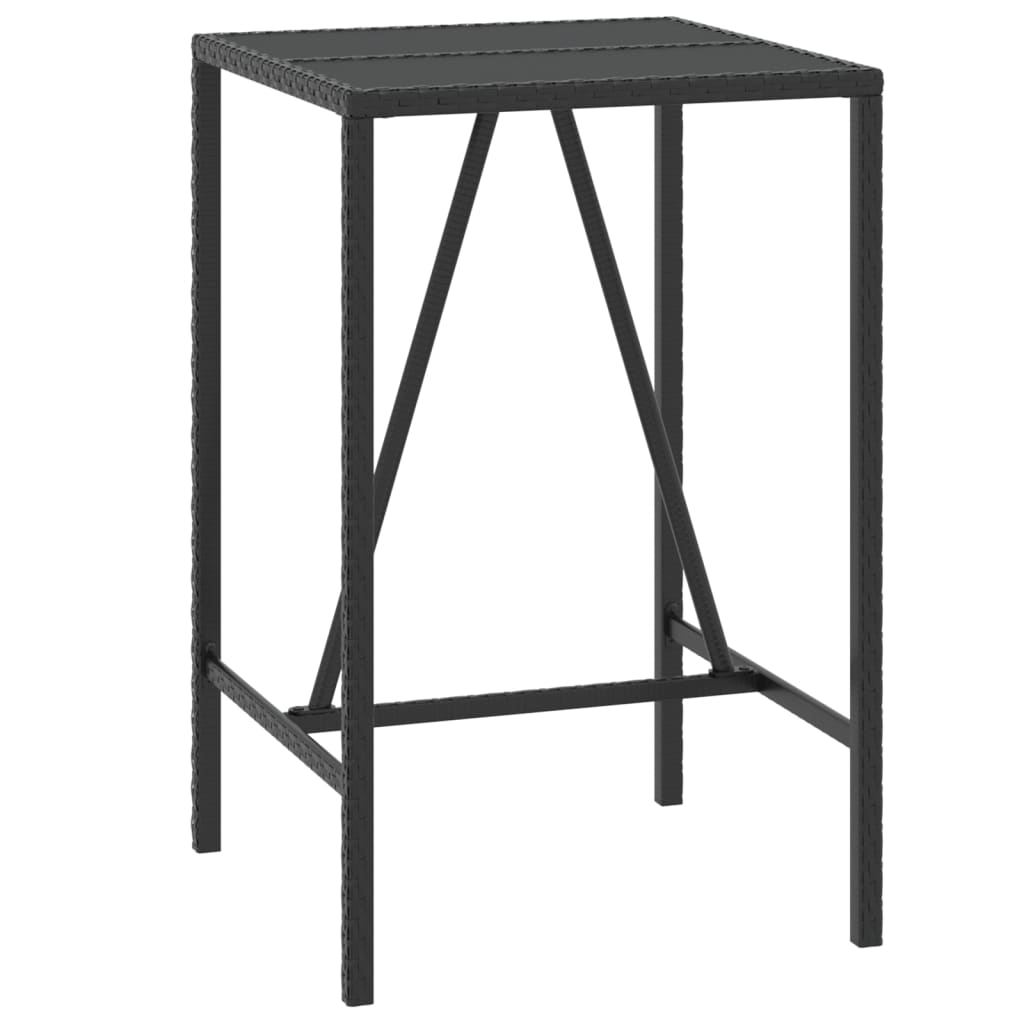 3-dijelni vrtni barski set od poliratana s jastucima crni Crna 70 cm table length