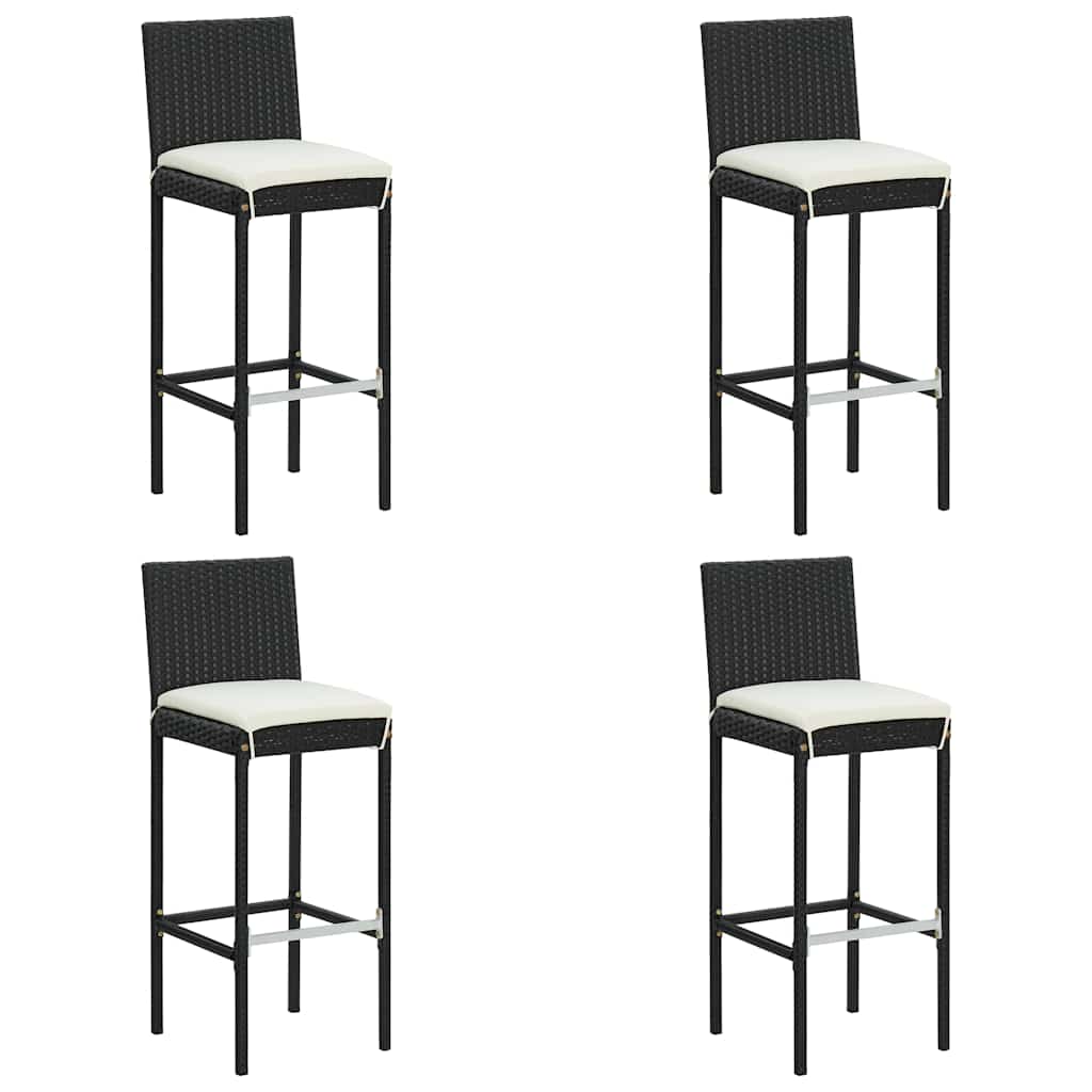 5-dijelni vrtni barski set od poliratana s jastucima crni Crna 110 cm table length