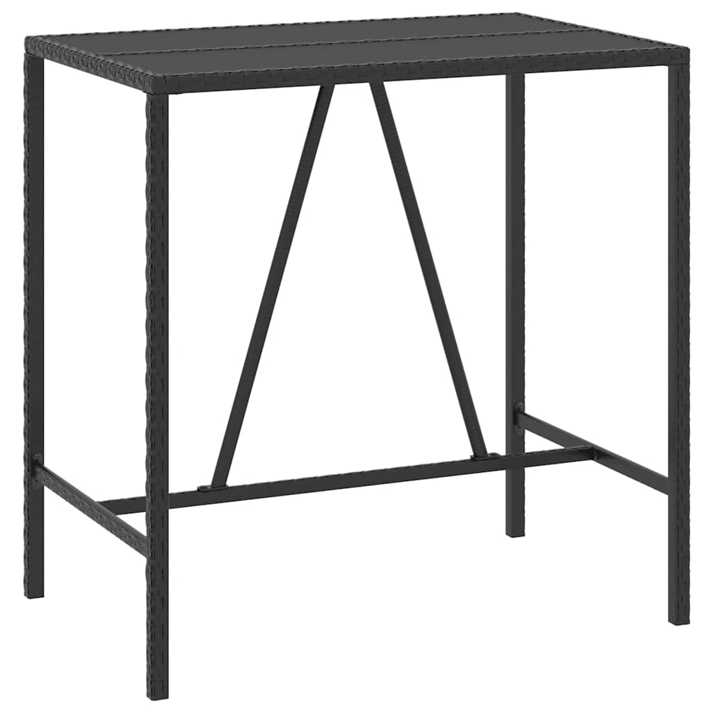 5-dijelni vrtni barski set od poliratana s jastucima crni Crna 110 cm table length