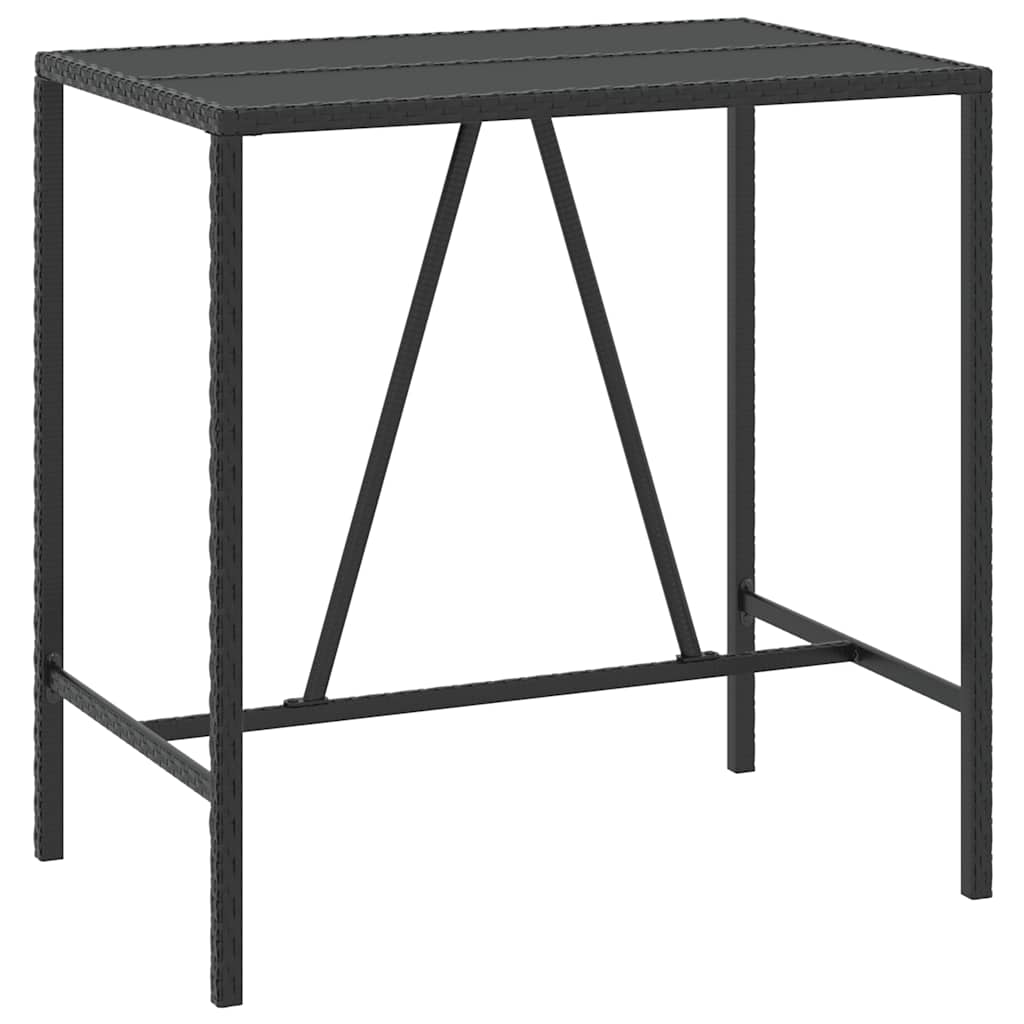7-dijelni vrtni barski set crni od poliratana i drva bagrema Crna 110 cm table length