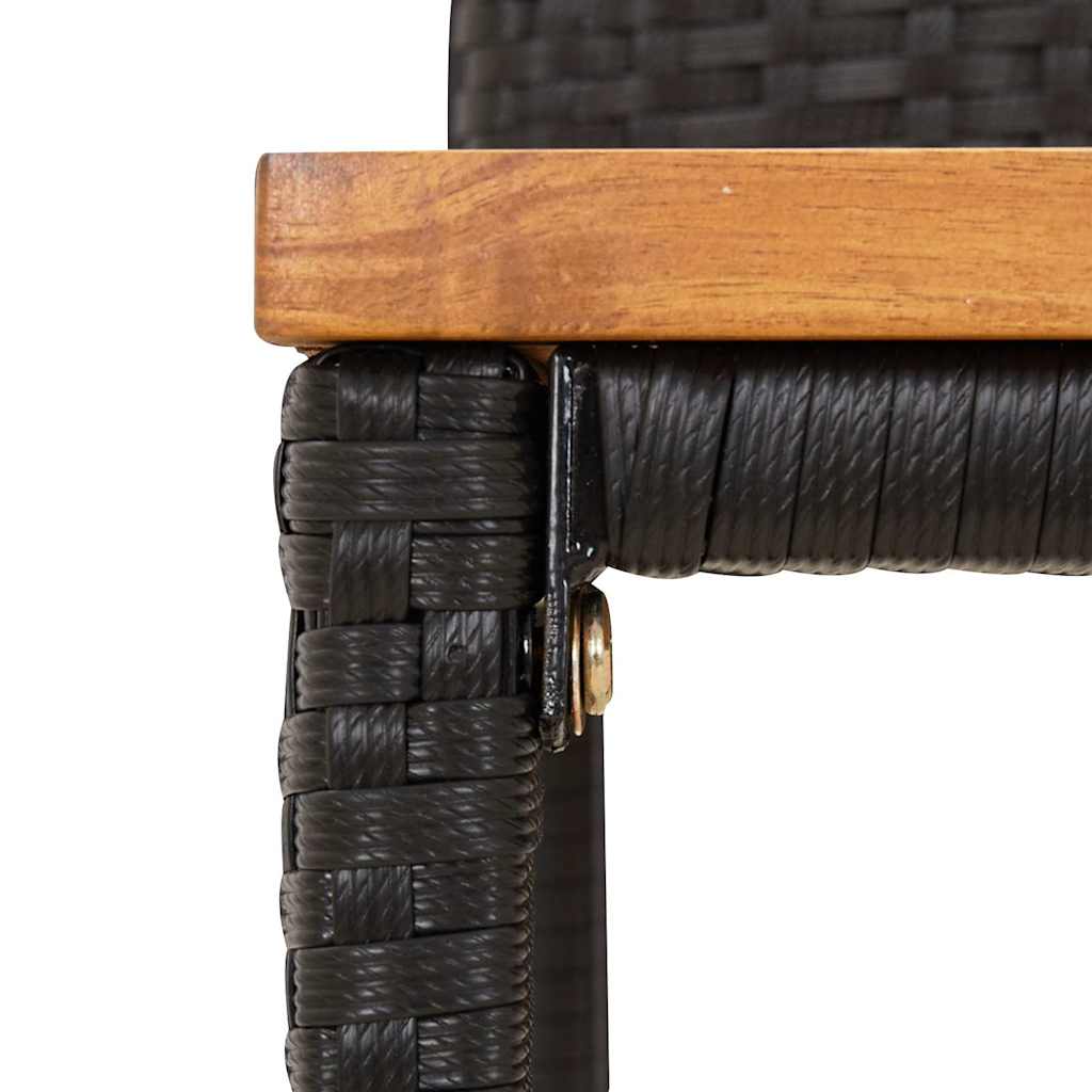 7-dijelni vrtni barski set crni od poliratana i drva bagrema Crna 110 cm table length