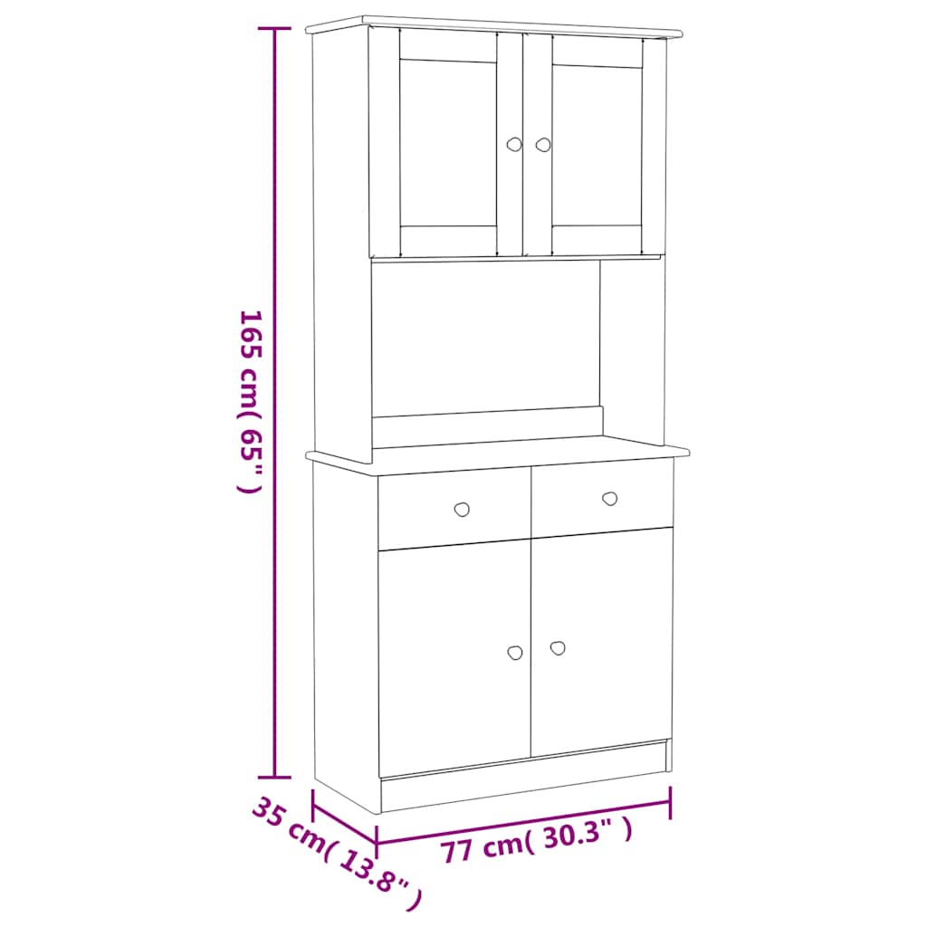 Visoka komoda ALTA 77 x 35 x 165 cm od masivne borovine