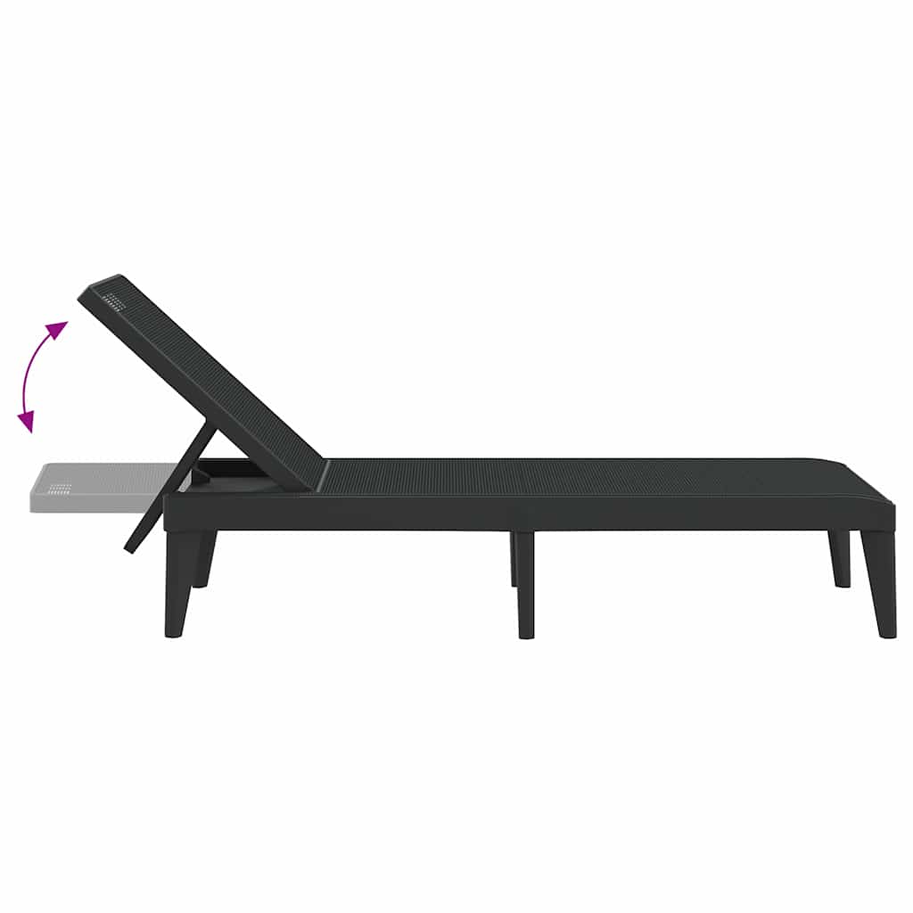 Ležaljka za sunčanje antracit 186 x 60 x 29 cm PP Antracitno siva