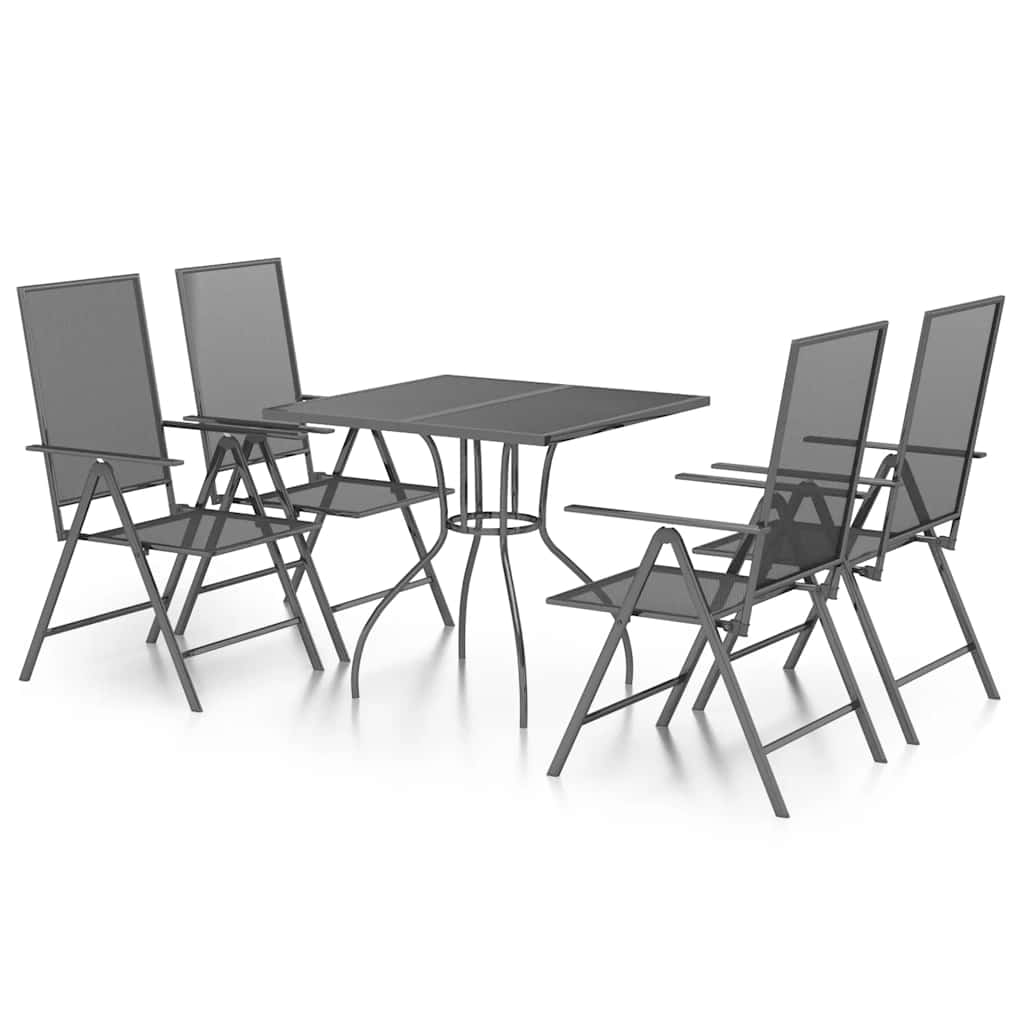 5-dijelni vrtni blagovaonski set antracit čelični Antracitno siva Dužina stola 80 cm