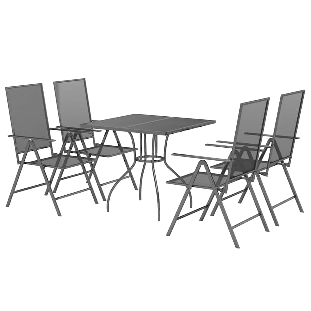5-dijelni vrtni blagovaonski set antracit čelični Antracitno siva Dužina stola 80 cm
